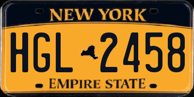 NY license plate HGL2458