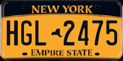 NY license plate HGL2475
