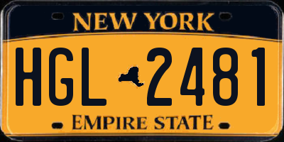 NY license plate HGL2481
