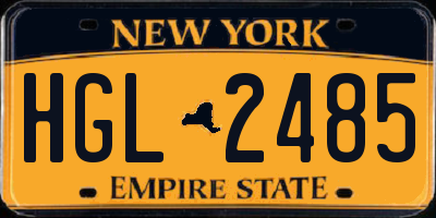 NY license plate HGL2485