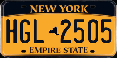 NY license plate HGL2505