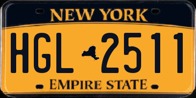 NY license plate HGL2511