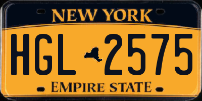NY license plate HGL2575