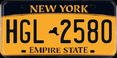 NY license plate HGL2580