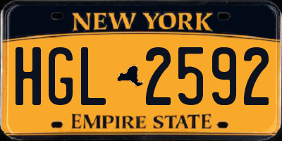 NY license plate HGL2592