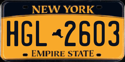 NY license plate HGL2603