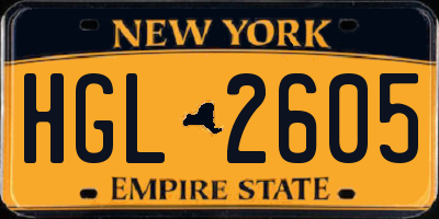 NY license plate HGL2605