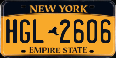 NY license plate HGL2606