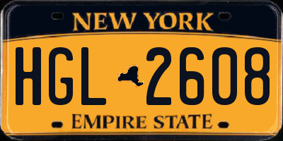 NY license plate HGL2608
