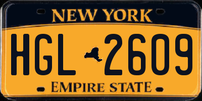 NY license plate HGL2609
