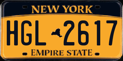 NY license plate HGL2617
