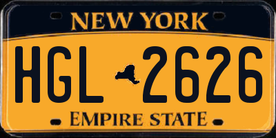 NY license plate HGL2626