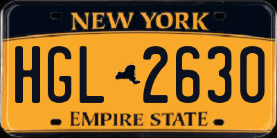 NY license plate HGL2630