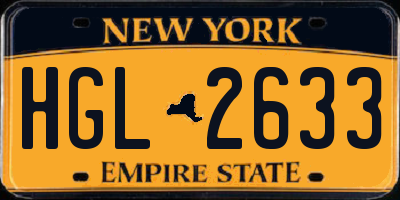 NY license plate HGL2633