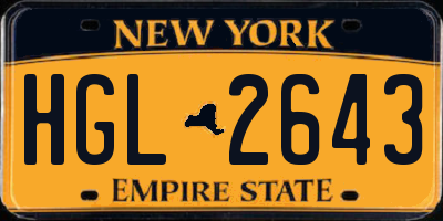 NY license plate HGL2643