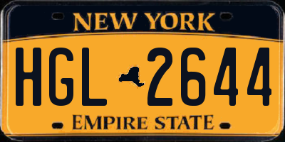 NY license plate HGL2644