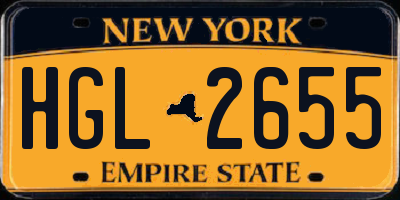 NY license plate HGL2655