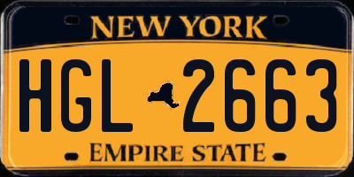 NY license plate HGL2663