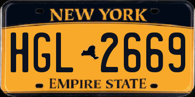 NY license plate HGL2669
