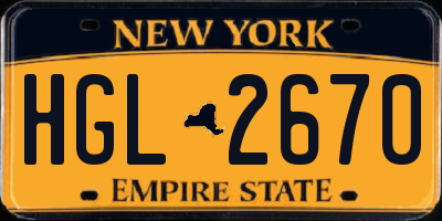 NY license plate HGL2670