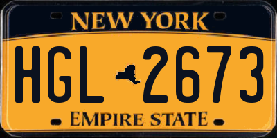 NY license plate HGL2673