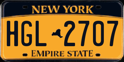 NY license plate HGL2707