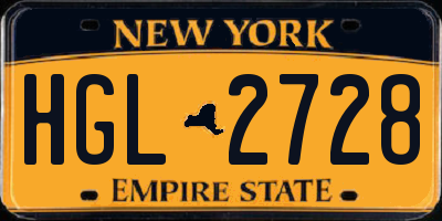 NY license plate HGL2728
