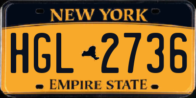 NY license plate HGL2736