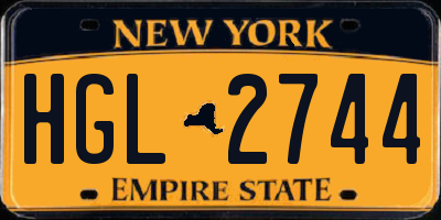 NY license plate HGL2744