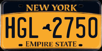 NY license plate HGL2750