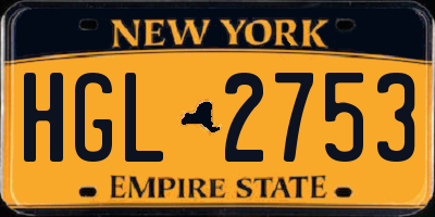 NY license plate HGL2753