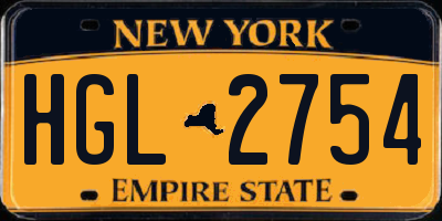 NY license plate HGL2754