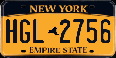 NY license plate HGL2756