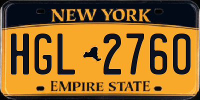 NY license plate HGL2760