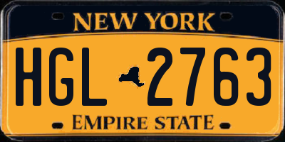 NY license plate HGL2763