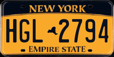 NY license plate HGL2794