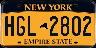 NY license plate HGL2802