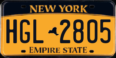 NY license plate HGL2805