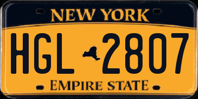 NY license plate HGL2807