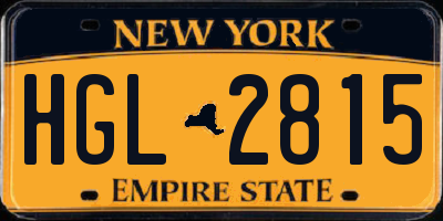 NY license plate HGL2815