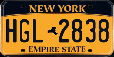 NY license plate HGL2838