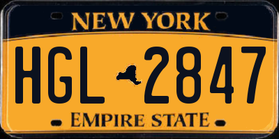 NY license plate HGL2847