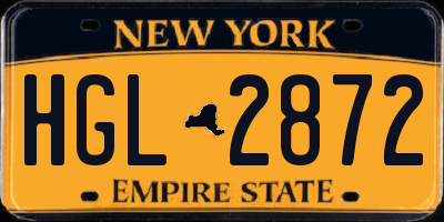 NY license plate HGL2872