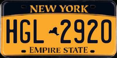 NY license plate HGL2920