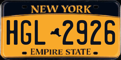 NY license plate HGL2926