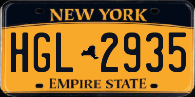 NY license plate HGL2935