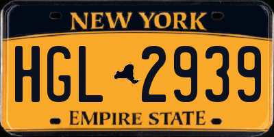 NY license plate HGL2939