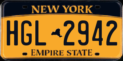 NY license plate HGL2942