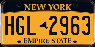 NY license plate HGL2963