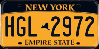 NY license plate HGL2972
